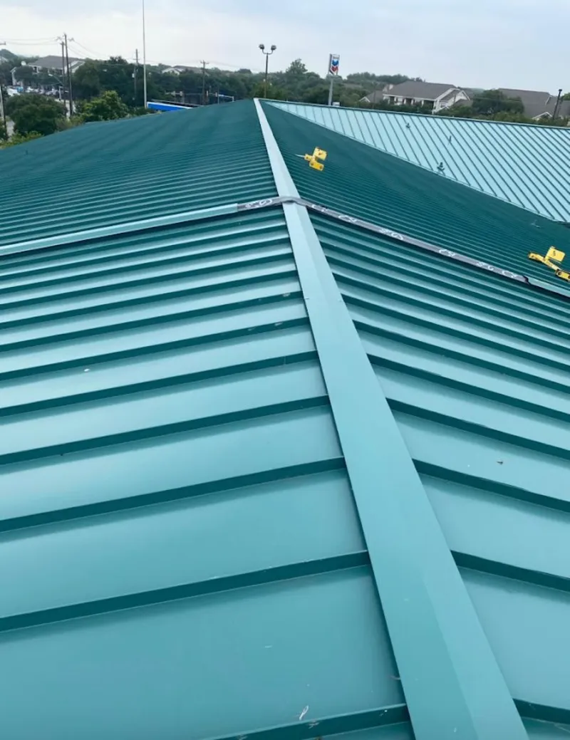 Green commercial metal roof ridge and valley for Metal Roof Repair in Ambler
